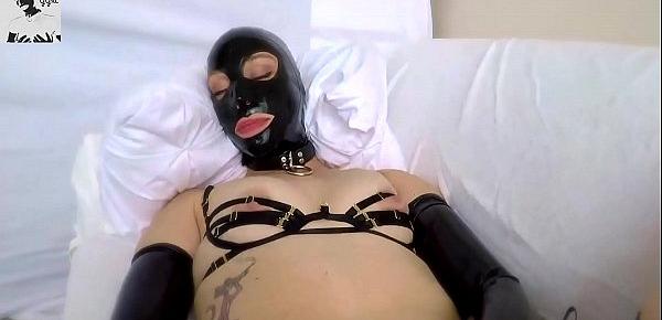  Hot Girl in Latex Hood and Thigh High Boots Plays With Her Huge Pussy Lips and Ass With Toys and Makes Herself Cum Hard